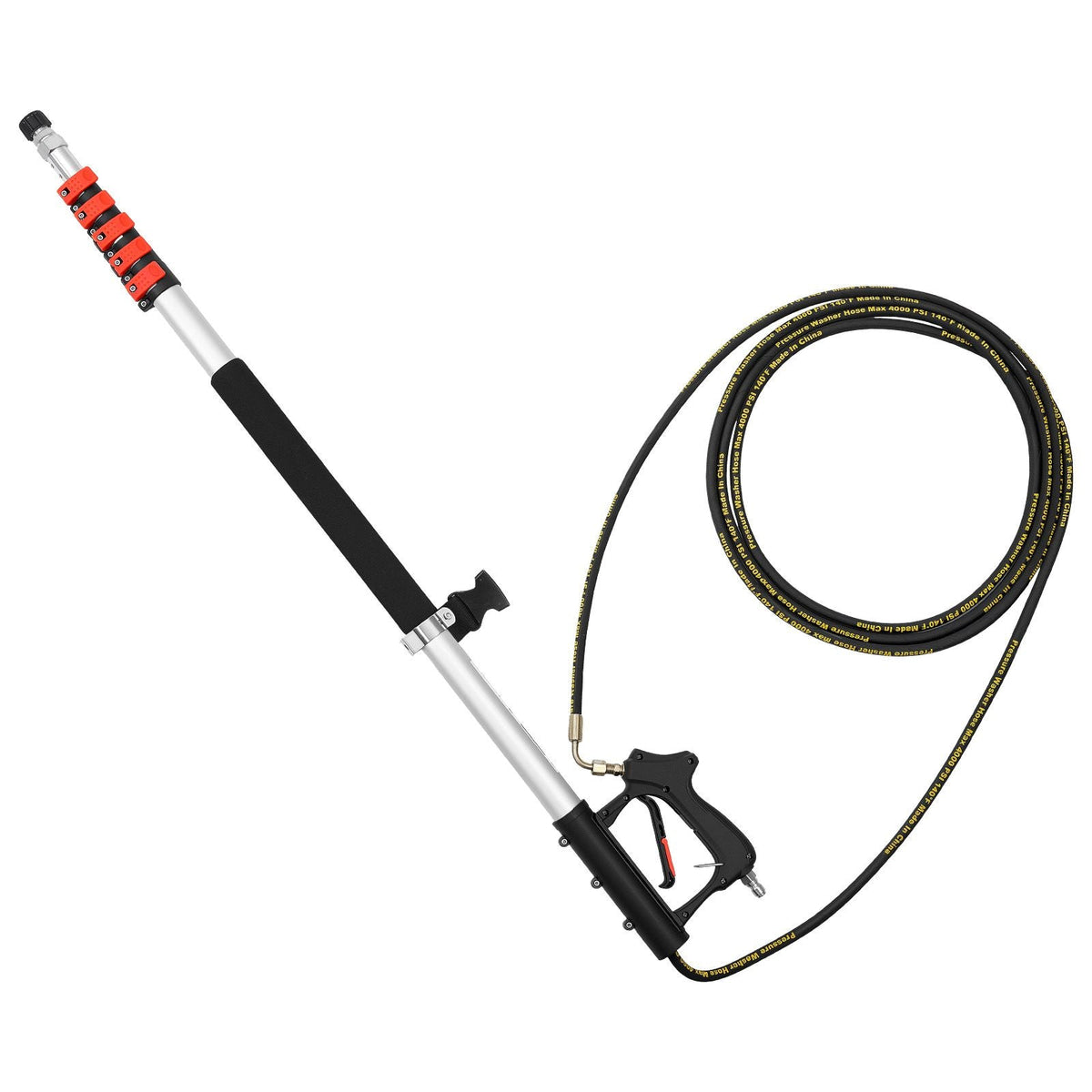 25 FT Pressure Washer Telescoping Wand, with Power Washer Extension Wands & High Pressure Hose, Brush Head, 7 Nozzles, Hose Adapter, Upgrade Support Belt, Storage Bag, 4000 PSI for High Cleaning