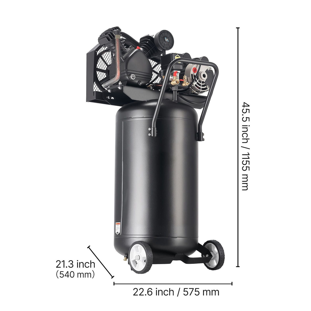 25-Gallon Air Compressor, 2HP 5.5 SCFM at 90PSI, Max 200PSI Pressure Oil-Lubricated Air Compressor Tank, Portable on Wheels for Auto Repair, Spray Painting, Woodwork Nailing, 120V