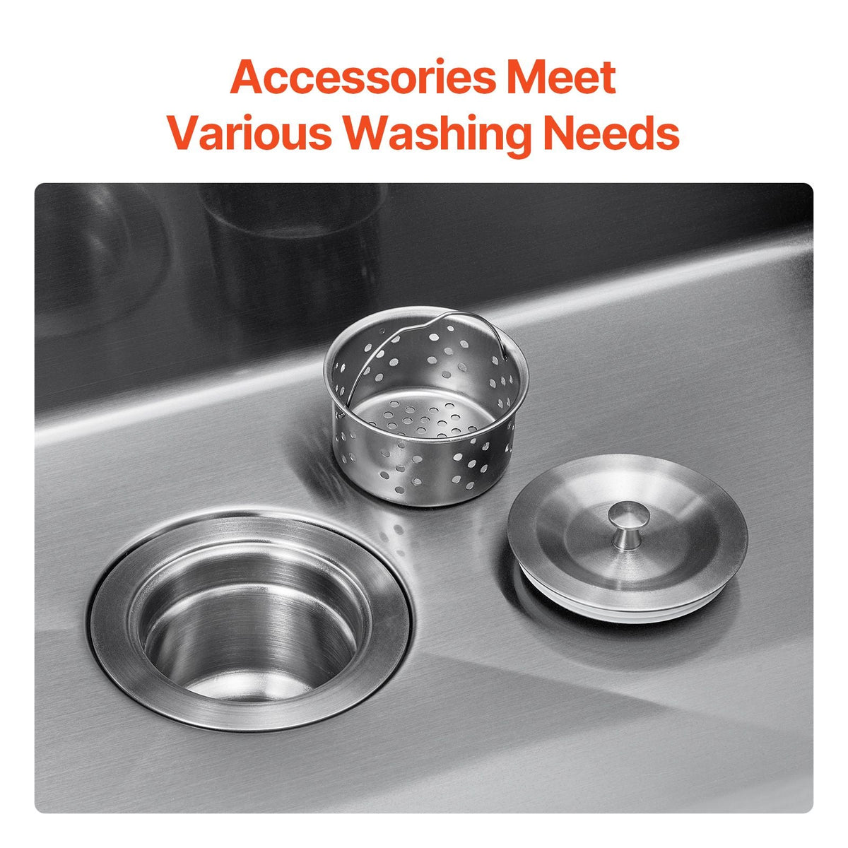 25 inch Kitchen Sink Workstation, 304 Stainless Steel Top Mount Sinks, Drop-In Single Bowl Farmhouse Basin with Accessories, Household Dishwasher Sinks for RV, Prep Kitchen, and Bar (Black)