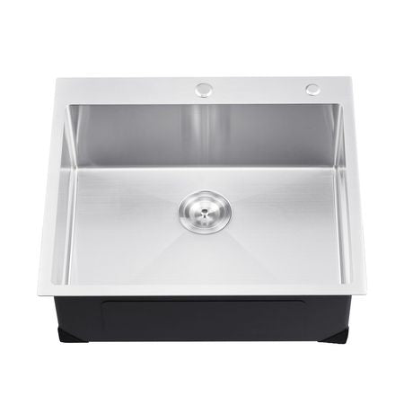 25 inch Kitchen Sink Workstation, 304 Stainless Steel Top Mount Sinks, Drop-In Single Bowl Farmhouse Basin with Accessories, Household Dishwasher Sinks for RV, Prep Kitchen, Laundry Room, Bar