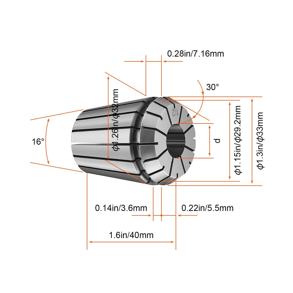25 pcs ER32 Collet Set, 1/16''-13/16'', ER32 Spring Collet Chuck Set, 0.0006"/15 μm TIR Lathe Chuck Tool with 25 Labeled Storage Boxes, for CNC Engraving Machine Milling Lathe Tool Drill Press