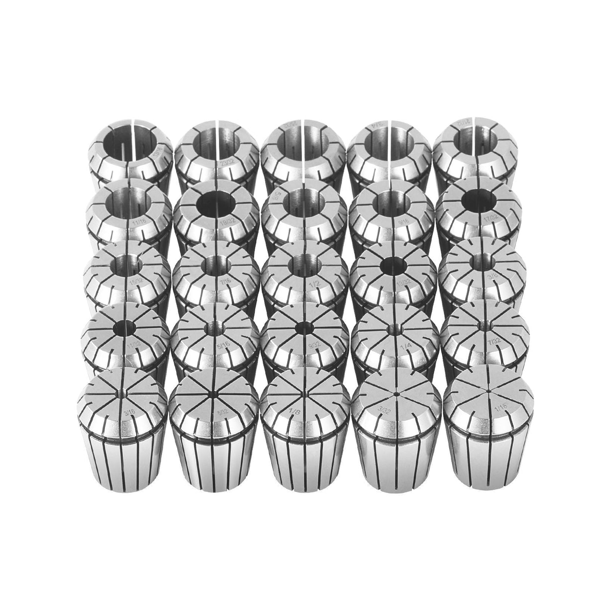25 pcs ER32 Collet Set, 1/16''-13/16'', ER32 Spring Collet Chuck Set, 0.0006"/15 μm TIR Lathe Chuck Tool with 25 Labeled Storage Boxes, for CNC Engraving Machine Milling Lathe Tool Drill Press