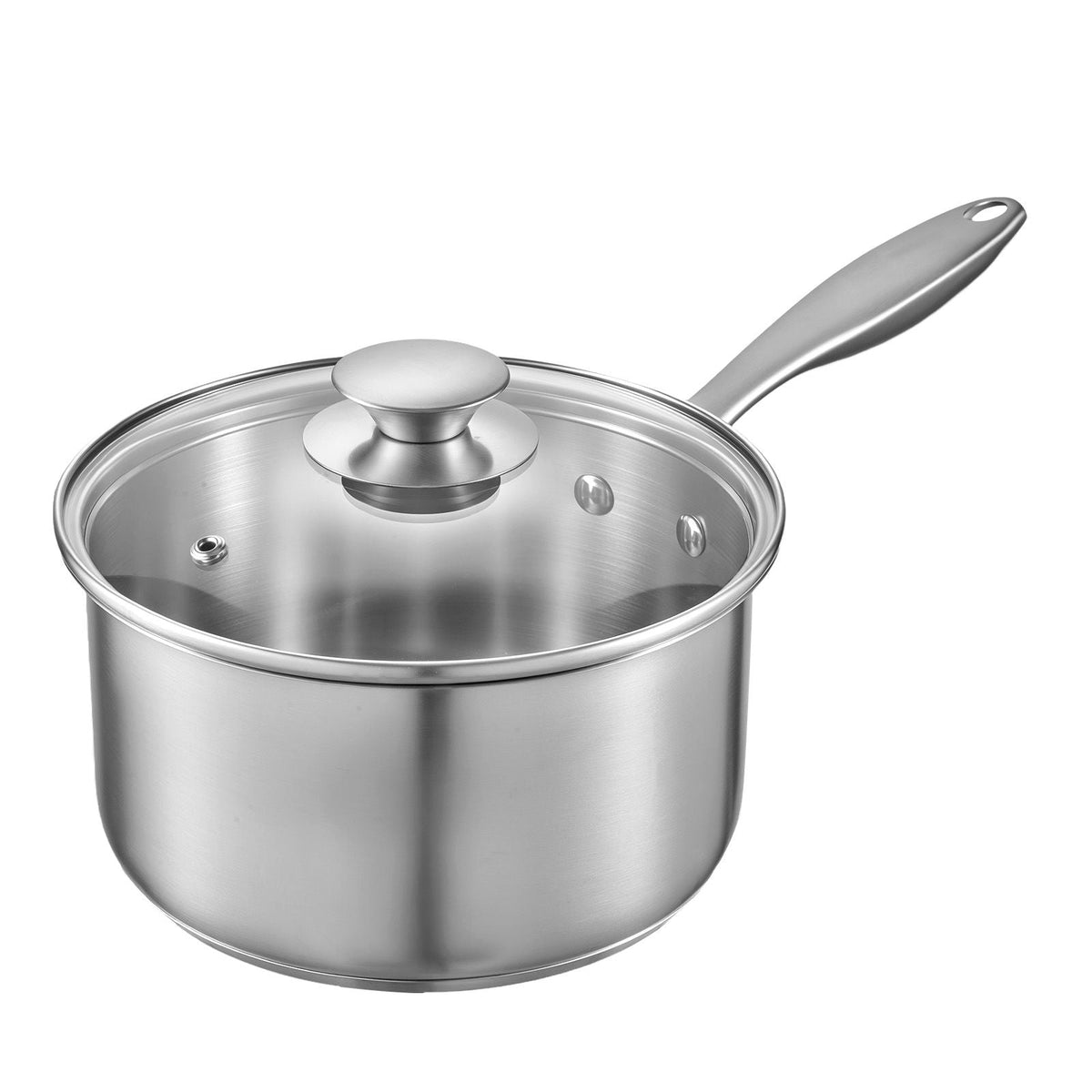 2.5 QT Saucepan with Steamer, Stainless Steel Saucepan with Glass Lid, Multipurpose Nonstick Stainless Steel Sauce Pot with Ergonomic Handle, Friendly for Oven, Dishwasher, Induction Cooker