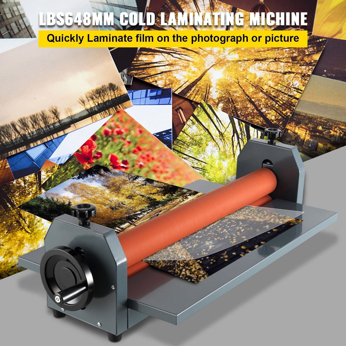 25.5in 648mm Manual Cold Roll Laminator Vinyl Photo Laminating Machine