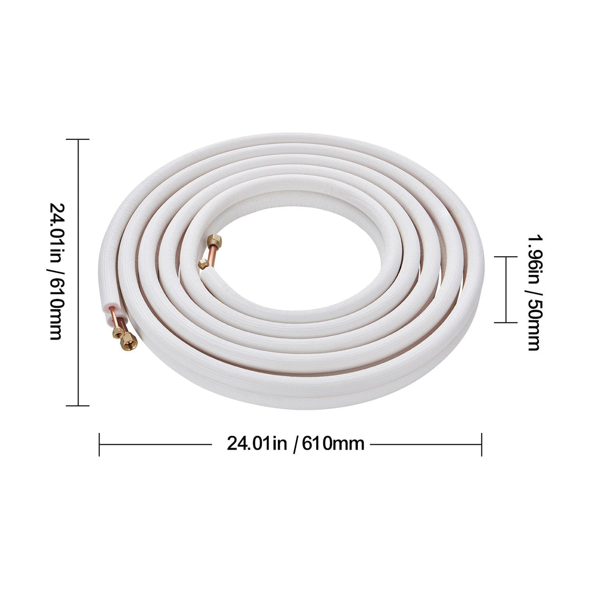 25FT Mini Split Line Set, 1/4" & 1/2" O.D Copper Pipes Tubing and Triple-Layer Insulation, for Air Conditioning or Heating Pump Equipment & HVAC with Rich Accessories (27ft Connection Cable)