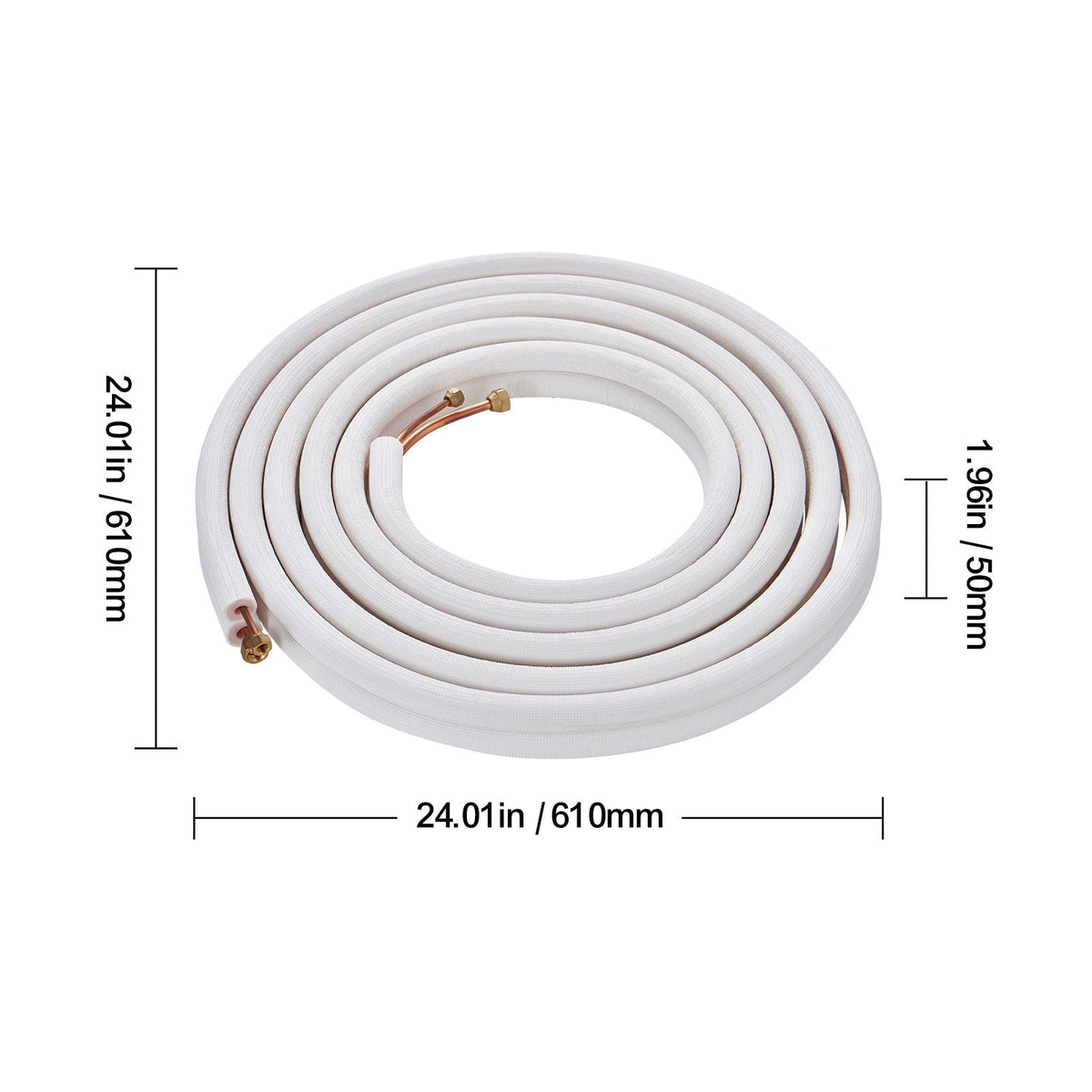 25FT Mini Split Line Set, 1/4" & 3/8" O.D Copper Pipes Tubing and Triple-Layer Insulation, for Air Conditioning or Heating Pump Equipment & HVAC with Rich Accessories (27ft Connection Cable)