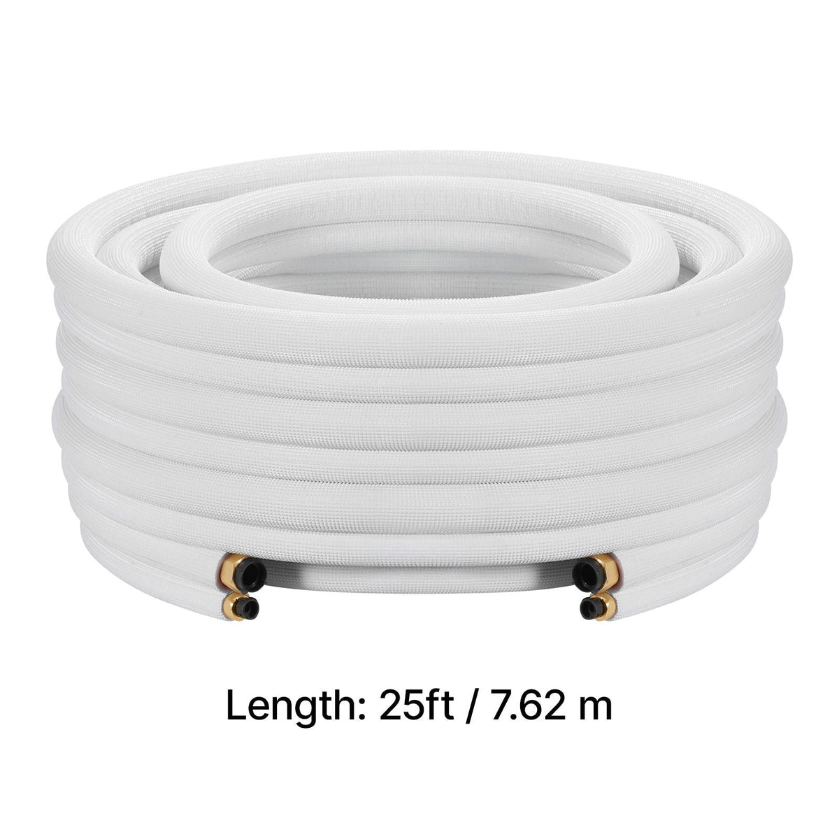 25ft Mini Split Line Set, 3/8' & 5/8' OD AC Copper Tubing Pipe, 3/8 White PE Thickened Insulated Coil with Flared Nuts, Rich Fittings, for Mini Split Air Conditioner HVAC or Heat Pump System
