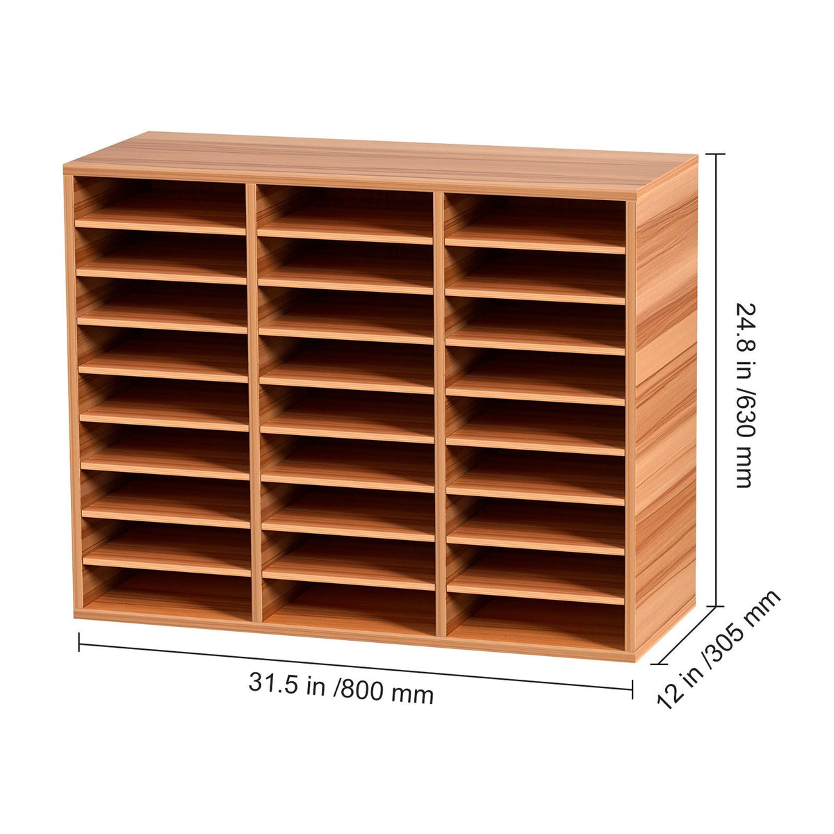 27 Compartments Wood Literature Organizer, Adjustable Shelves, Medium Density Fiberboard Mail Center, Office Home School Storage for Files, Documents, Papers, Magazines, White