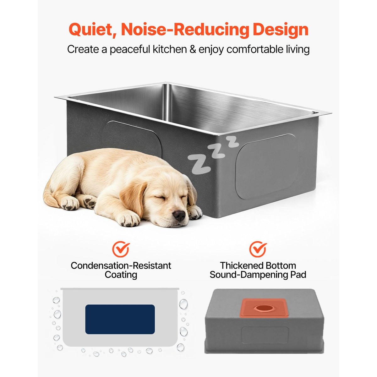 27-inch Kitchen Undermount Single Bowl Sinks, Stainless Steel Drop-In Farmhouse Basin with Accessories, Household Dishwasher Sinks for RV, Prep Kitchen, Laundry Room, Bar