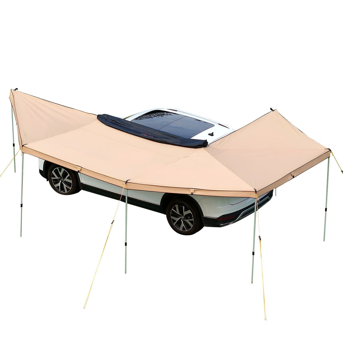 270 Degree Awning with Bulit-in LED Lights, 133 sq.ft Driver Side Vehicle Awning, Waterproof UV50+ Car Side Awnings, All-Weather Free-Standing Overland Awnings Car Shelter for SUV Truck Camping
