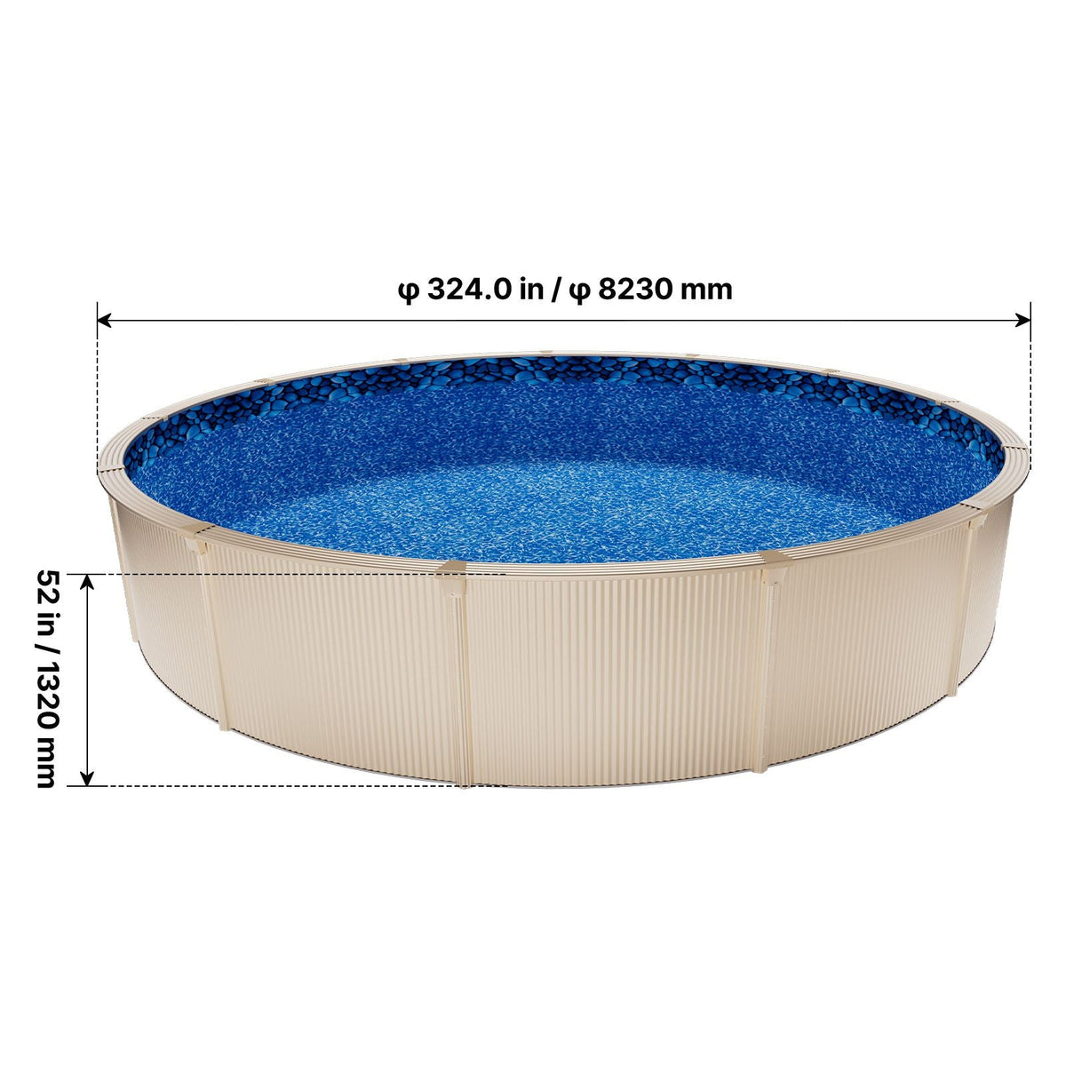 27ft Pool Liner, Round UniBead Swimming Pool Liner for 52 in Wall Height, Premium Vinyl, Easy Install with Leak-Proof Patches, Designed for Steel Sided Above-Ground,Outdoor, Boulder Swirl