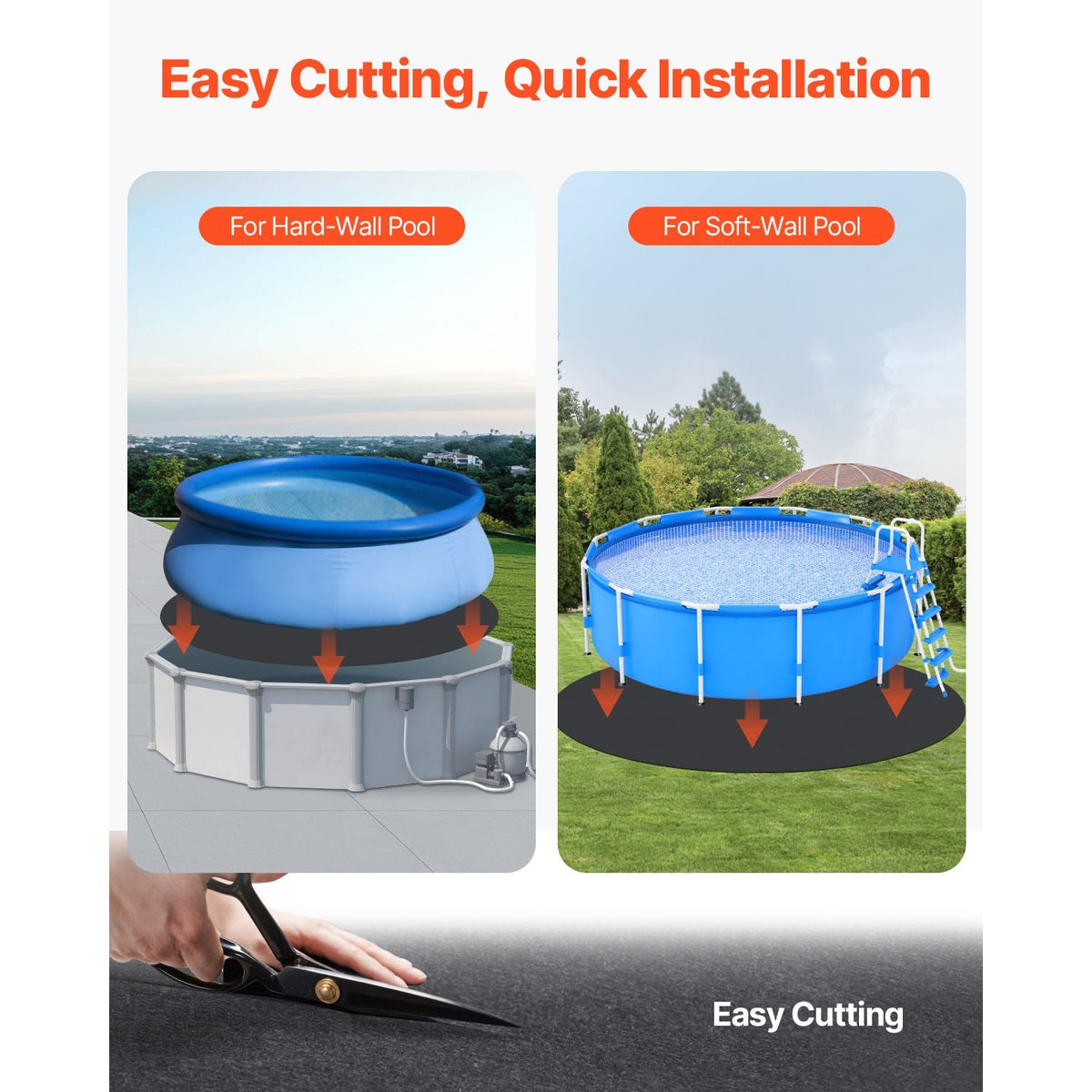 27ft Round Pool Liner Pad, Pool Liner Pad for Above Ground Swimming Pools, Extra-Thick Pool Mat, Prevents Punctures, Recycled Geotextile Material Underlayment Pad, Extend Liner Life