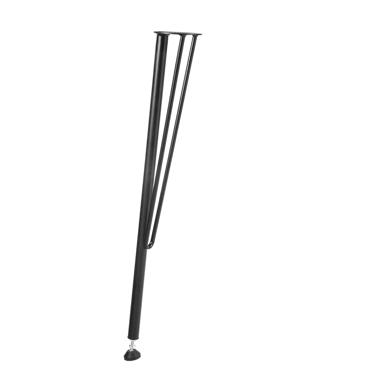 28" Hairpin Desk Legs, 4-Pack, Durable 3-Rod Iron Bench Supports for DIY Tables, Includes Rubber Feet, Black