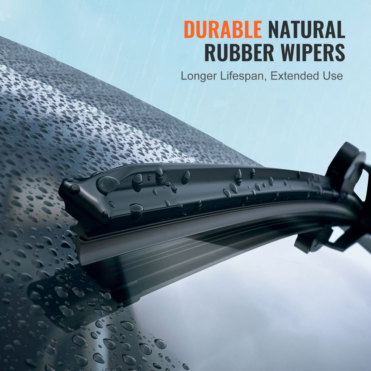 28" Rubber Wiper Blades, 71 cm Universal Replacement Wind Shield Wiper, Low Noise & Better Fit, with 4 Different Clips for most Car, Easy Installation