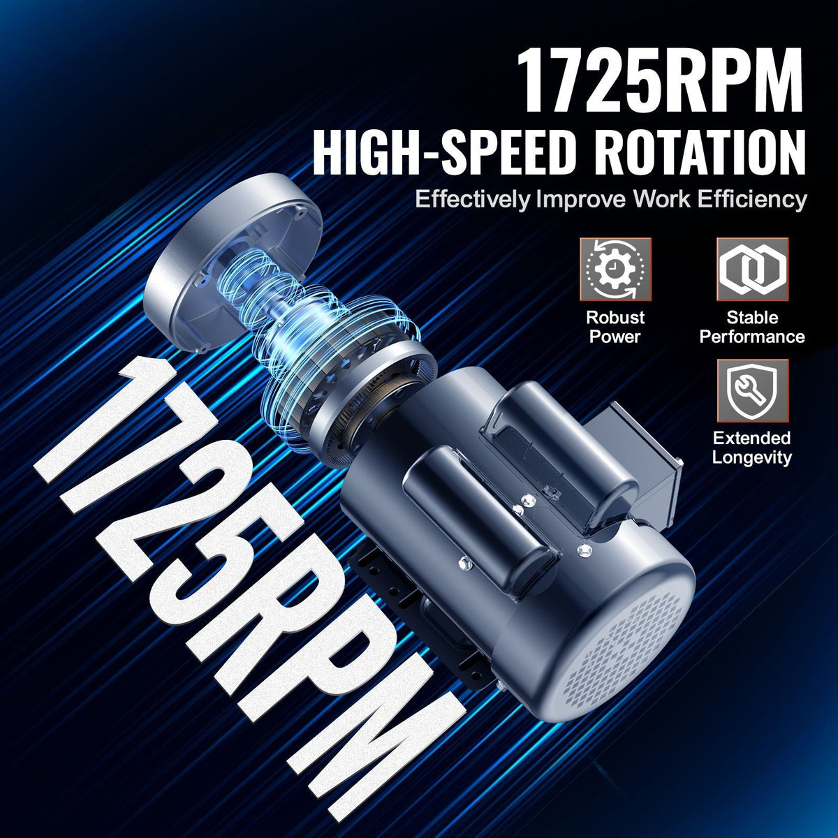 2HP Electric Motor 1725 rpm, AC 115V/230V, 56C Frame, Air Compressor Motor Single Phase, 5/8" Keyed Shaft, CW/CCW Rotation for Agricultural Machinery and General Equipment