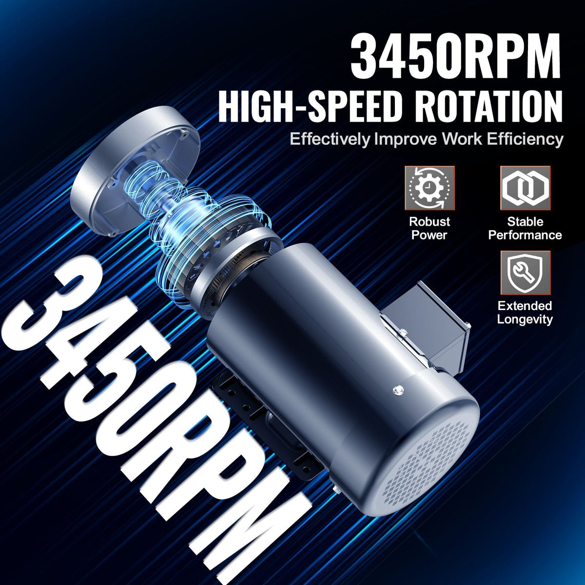 2HP Electric Motor 3450 rpm, AC 230V/460V, 56C Frame, Air Compressor Motor 3-Phase, 5/8" Keyed Shaft, CW/CCW Rotation for Agricultural Machinery and General Equipment
