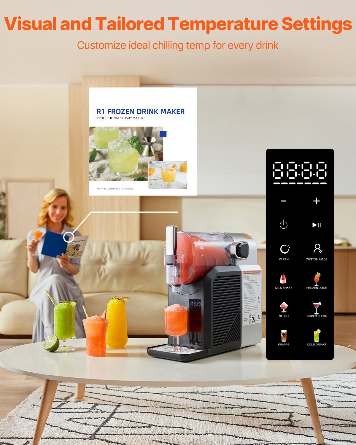2L Slushy Machine No Ice Needed Frozen Drink Maker 6 Preset Programs for Home
