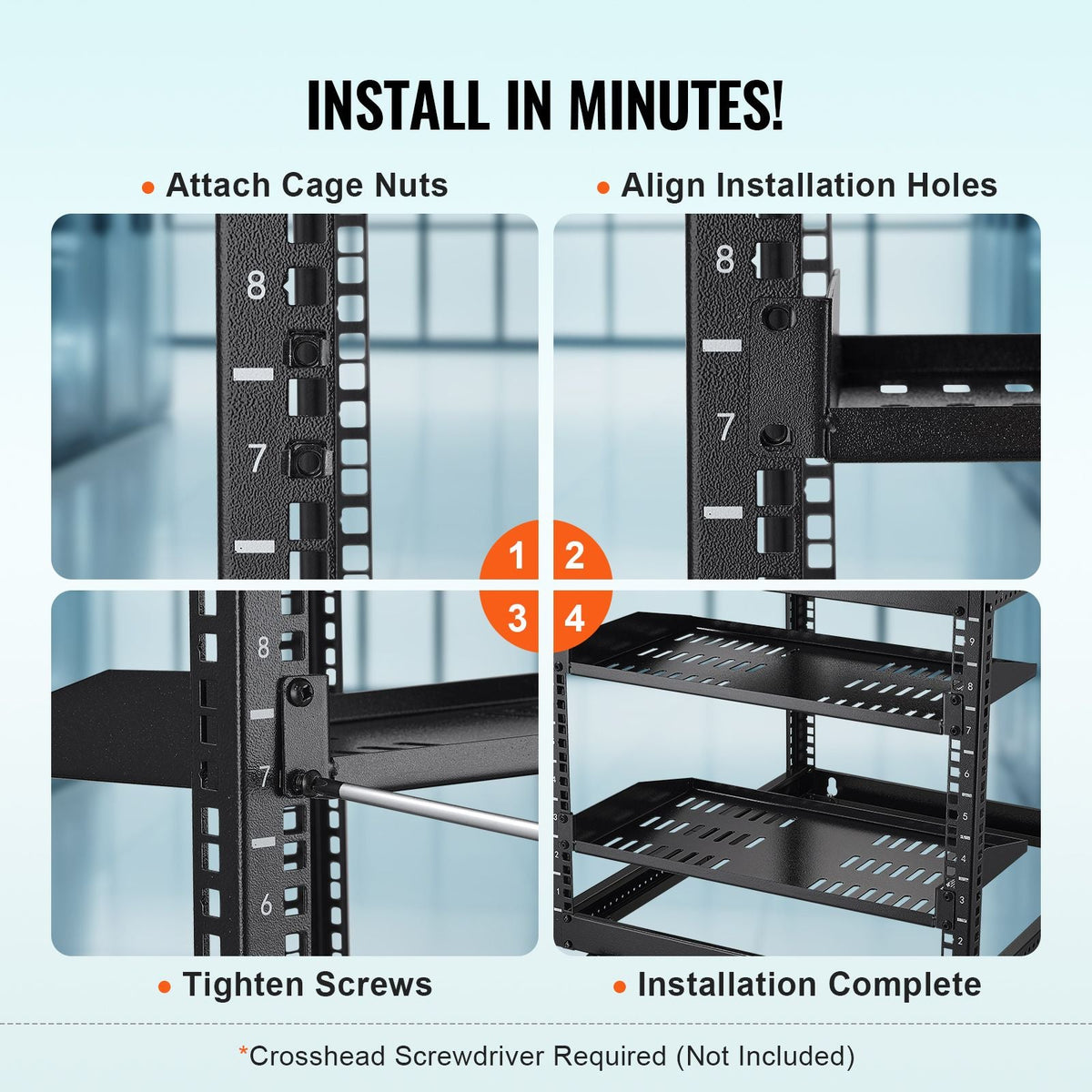 2PCS 1U Server Rack Shelf, 10"/254 mm Depth, 50 lbs Max Load Capacity Vented Cantilever or Wall Mount Rack Mount Shelf with Tray, Good Air Circulation for 19" Network Cabinet or Equipment Rack