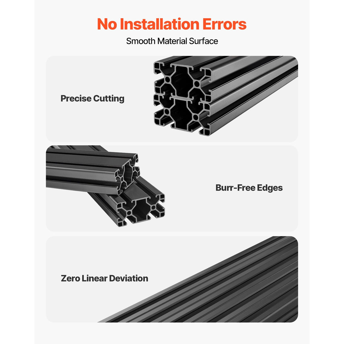 2PCS 4080 Aluminum Extrusion Profile, 19.69 Inch 500 mm, T Slot European Standard Anodized Linear Rail, High-Strength Extruded Aluminum Rail, for 3D Printer Parts and CNC DIY Workbench, Black