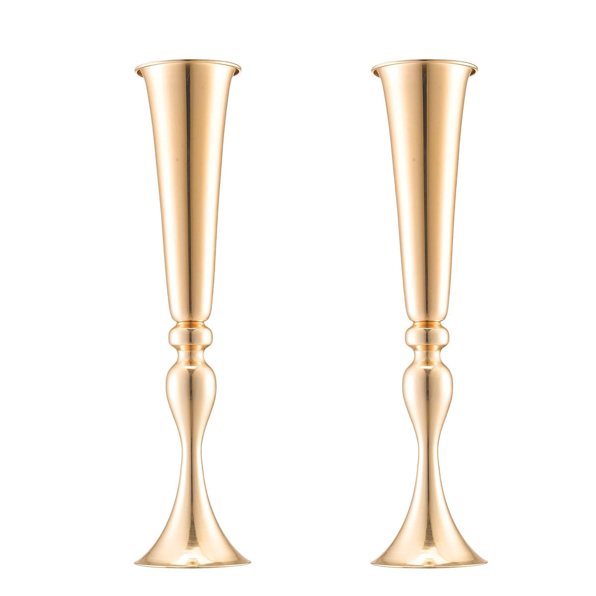 2PCS 56cm/22.05' Tall Wedding Flower Vase, Metal Wedding Trumpet Centerpiece, Gold Floral Stand Display Rack for Tables Wedding Dinner Party, Anniversary Ceremony Birthday Event Decor