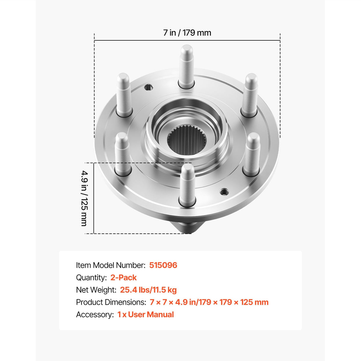 2PCS Front Wheel Bearing & Hub Assembly Fit for 2007-2013 Chevy Avalanche GMC Sierra 1500 Cadillac Escalade EXT 2007-2014 Tahoe OEM 515096, 6 Lugs with ABS Sensor, Wheel Bearing Hub Assembly Set
