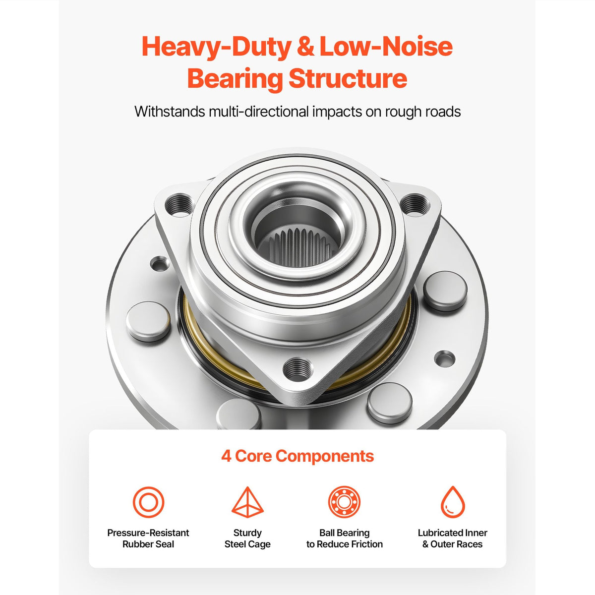 2PCS Front Wheel Bearing & Hub Assembly Fit for Chevy Silverado 1500 4WD 2013 Express 1500 GMC Savana 1500 Base Standard Cargo Van OEM 515036, Wheel Bearing Hub Assembly Set with ABS Sensor