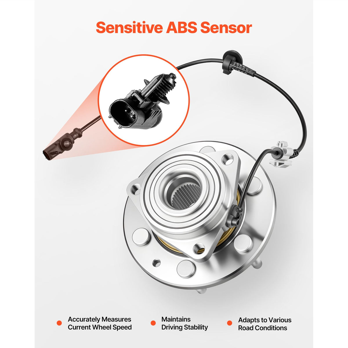 2PCS Front Wheel Bearing & Hub Assembly Fit for Chevy Silverado 1500 4WD 2013 Express 1500 GMC Savana 1500 Base Standard Cargo Van OEM 515036, Wheel Bearing Hub Assembly Set with ABS Sensor