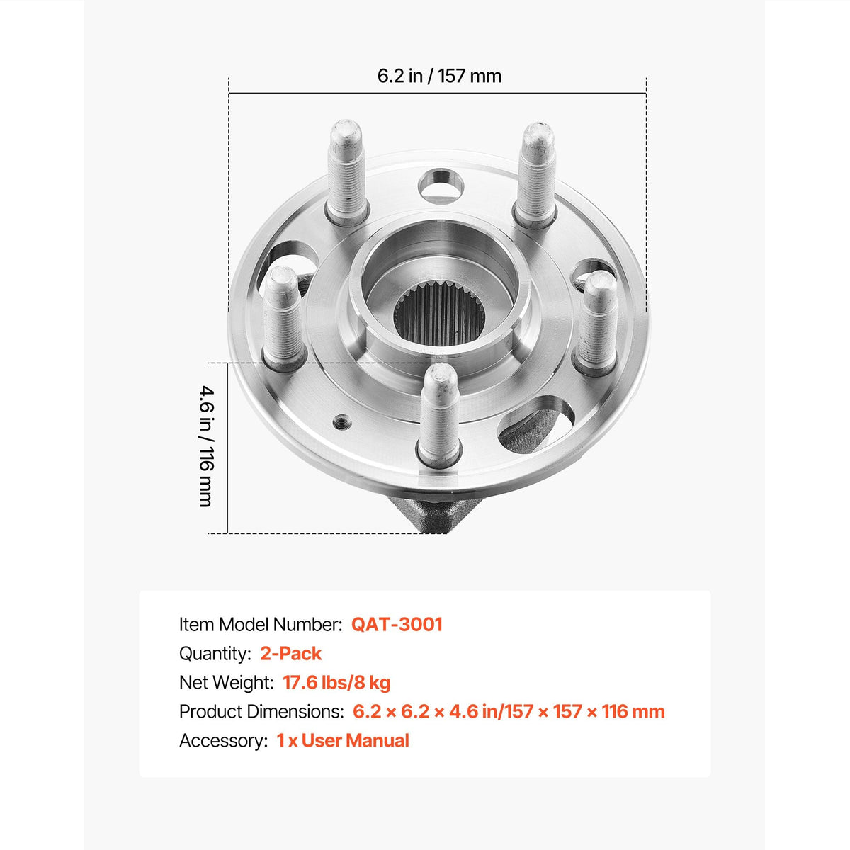 2PCS Front/Rear Wheel Bearing & Hub Assembly Fit for 2020 Chevy Impala LT Premier Sedan 2017 Equinox LS Sport Utility Buick Regal Cadillac XTS Livery Hearse OEM 513288, Wheel Bearing Hub Set