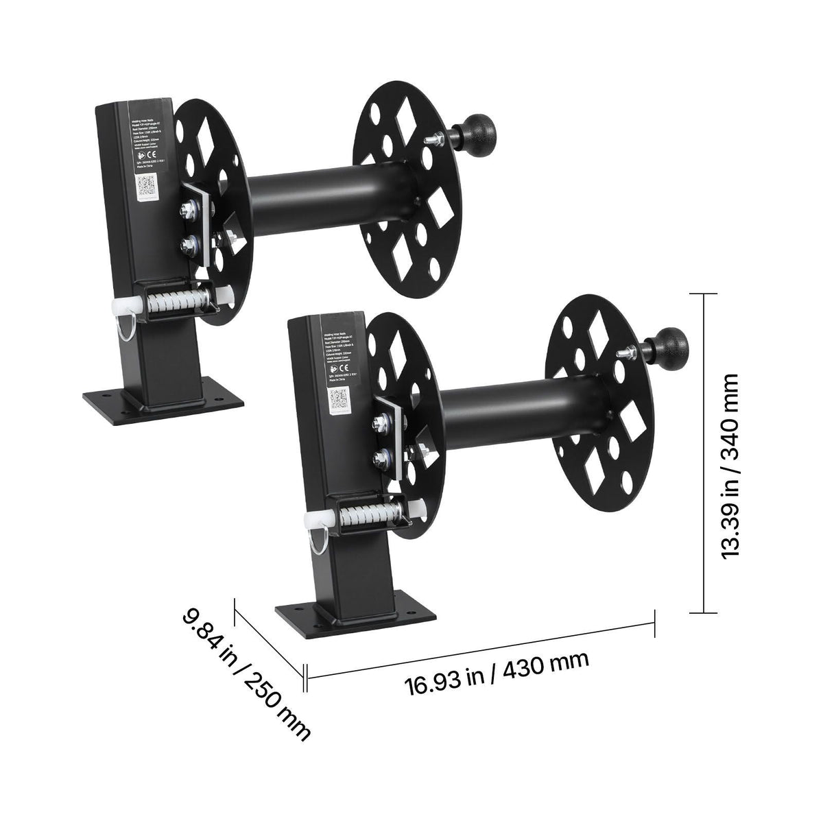 2PCS Heavy Duty Welding Cable Reels, Welding Cable Lead Reels for 150FT 1/0 & 125FT 2/0 Cable, Powder-Coated Steel Reel with Locking Pin for Service Trucks, Fleet Maintenance, Jobsites