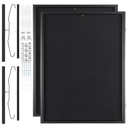 2PCs Jersey Display Frame Case, 23.3x31.2x1.5 in, Large Lockable Sport Jersey Shadow Box with 98% UV Protection PC Glass and Hangers, for Baseball Basketball Football Hockey Shirt and Uniform