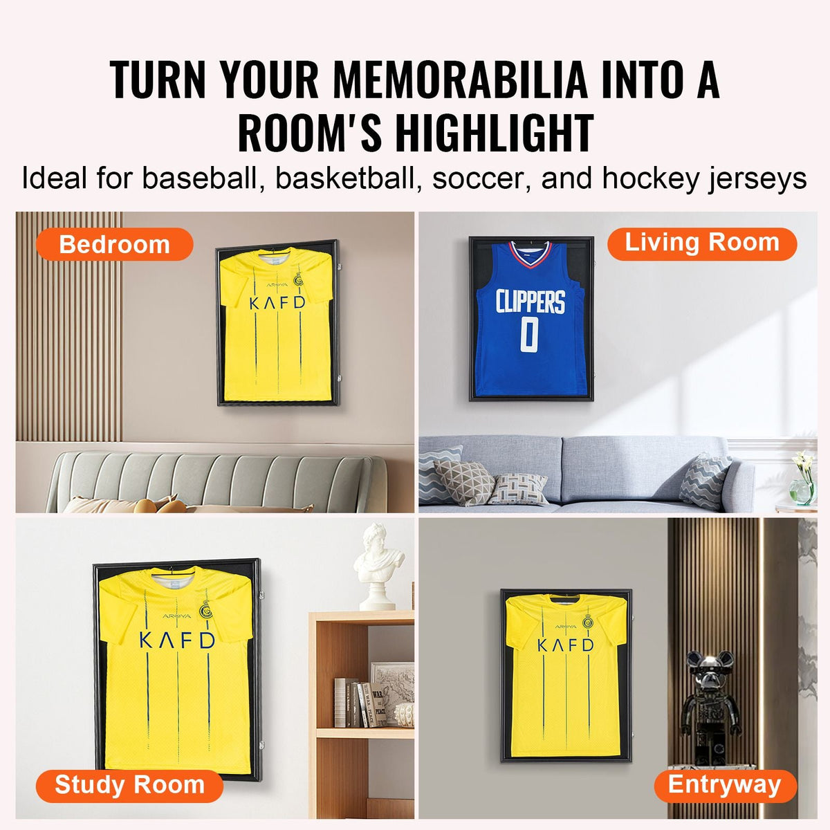 2PCs Jersey Display Frame Case, 23.3x31.2x1.5 in, Large Lockable Sport Jersey Shadow Box with 98% UV Protection PC Glass and Hangers, for Baseball Basketball Football Hockey Shirt and Uniform