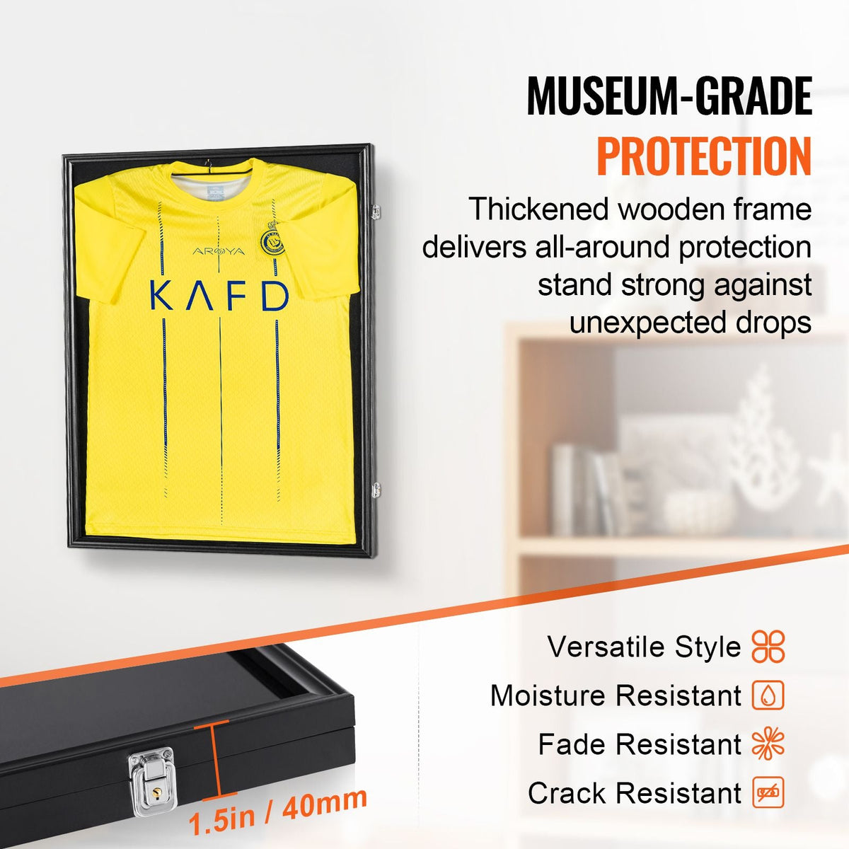 2PCs Jersey Display Frame Case, 23.3x31.2x1.5 in, Large Lockable Sport Jersey Shadow Box with 98% UV Protection PC Glass and Hangers, for Baseball Basketball Football Hockey Shirt and Uniform