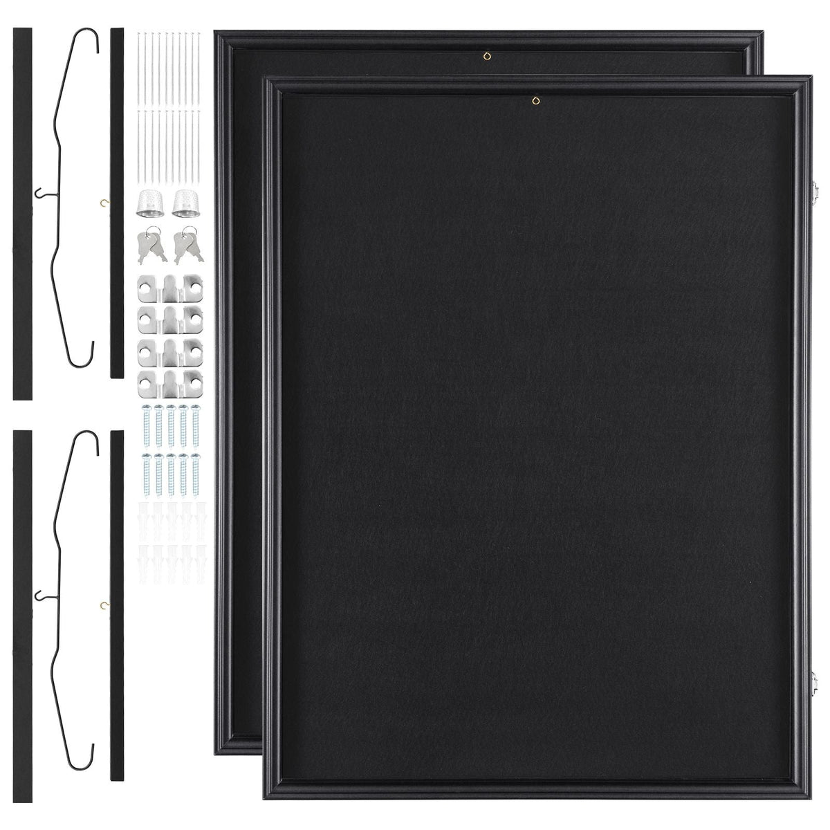 2PCs Jersey Display Frame Case, 23.3x31.2x1.5 in, Large Lockable Sport Jersey Shadow Box with 98% UV Protection PC Glass and Hangers, for Baseball Basketball Football Hockey Shirt and Uniform