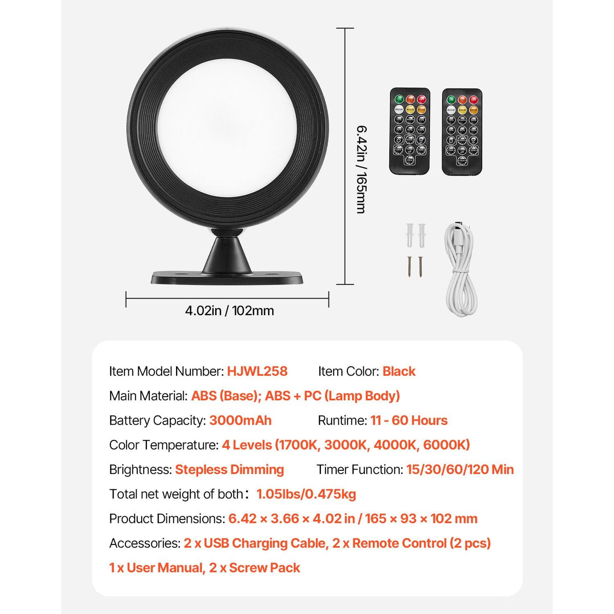 2PCS LED Wall Sconces, Rechargeable Battery Operated Wall Sconces Lamps with Remote Control, 360° Rotation Dimmable Wireless Wall Lights with Adjustable Color Temps, Brightness & 4-Level Timer
