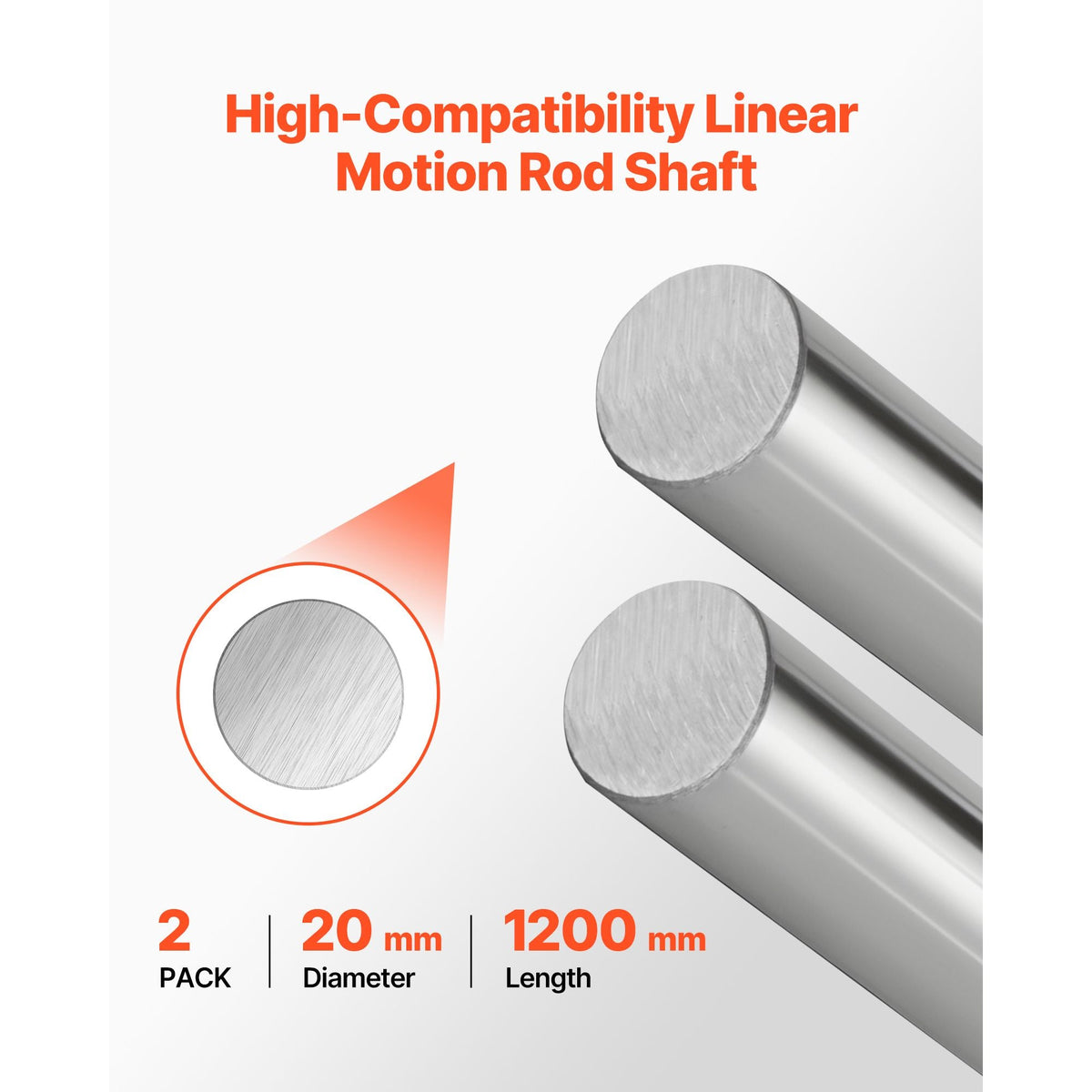2PCS Linear Motion Rod, 20 mm x 1200 mm (0.79 x 47.24 in), SFC20 Carbon Steel Linear Rod Shaft, Anti Rust and High Precision, High Hardness Shaft, for Cutting Grinding Milling Drilling Machine
