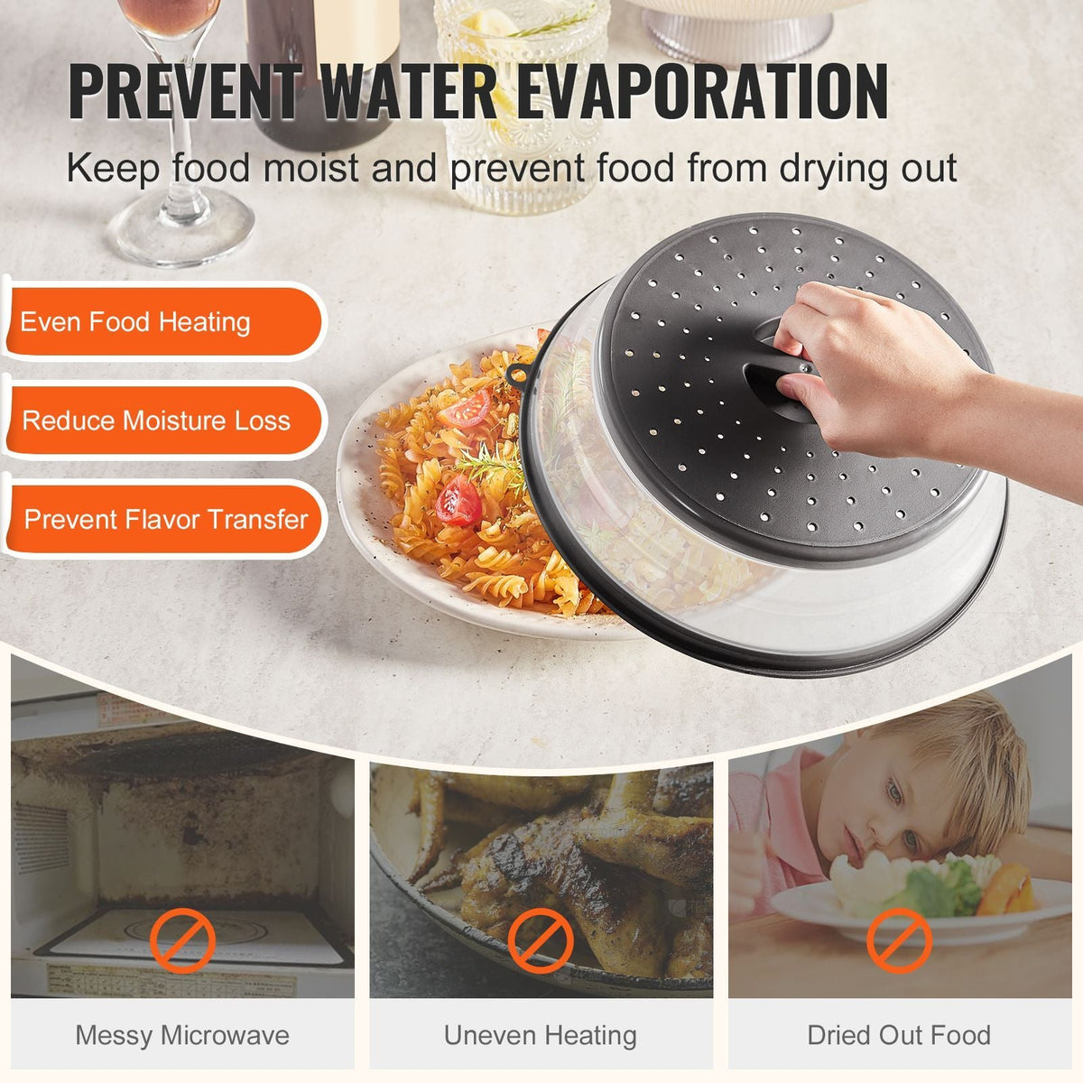 2PCS Microwave Splatter Covers, 10.4" Collapsible Microwave Lid for Food, 300 Fahrenheit Heat-Resistant PP Splatter Guard for Plate Dish, Multi-Use Kitchen Colander Gadget