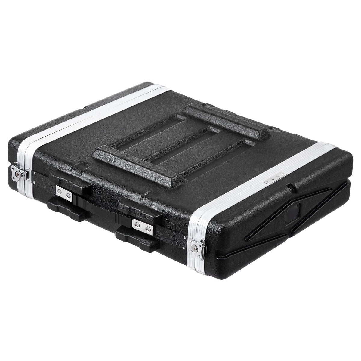 2U Rack Case, Standard 19 in Depth, Server Rack Cabinet with ABS Construction Handle Heavy-Duty Twist Butterfly Latches, Detachable Front & Back Panels, for Amps, Mixers, Microphone Receivers