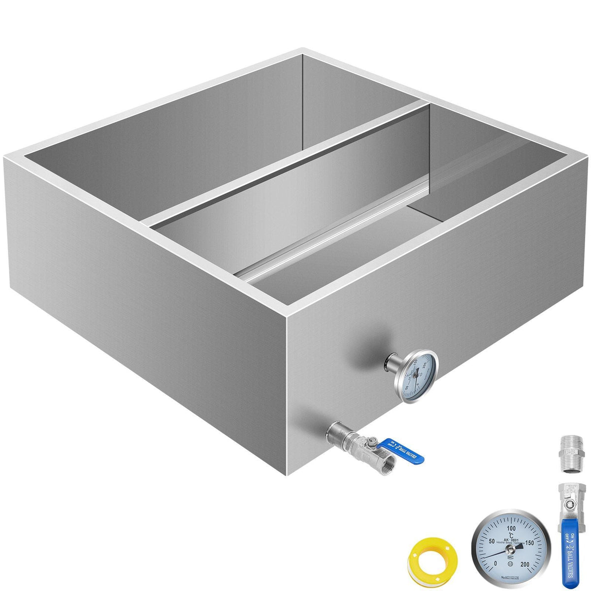 2'x2' Flow Divided Maple Syrup Pan w/Valve, Therm, Plugs. Evaporator