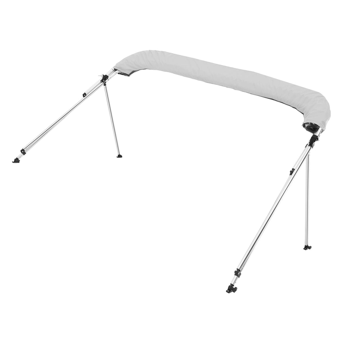 3 Bow Boat Bimini Tops, 600D Polyester Canopy with Aluminum Alloy Frame, Waterproof & Sun Shade Boat Awning Canopy with Storage Bag, 2 Support Poles, 4 Straps, 6'Lx(54"-60")Wx46"H, Light Grey
