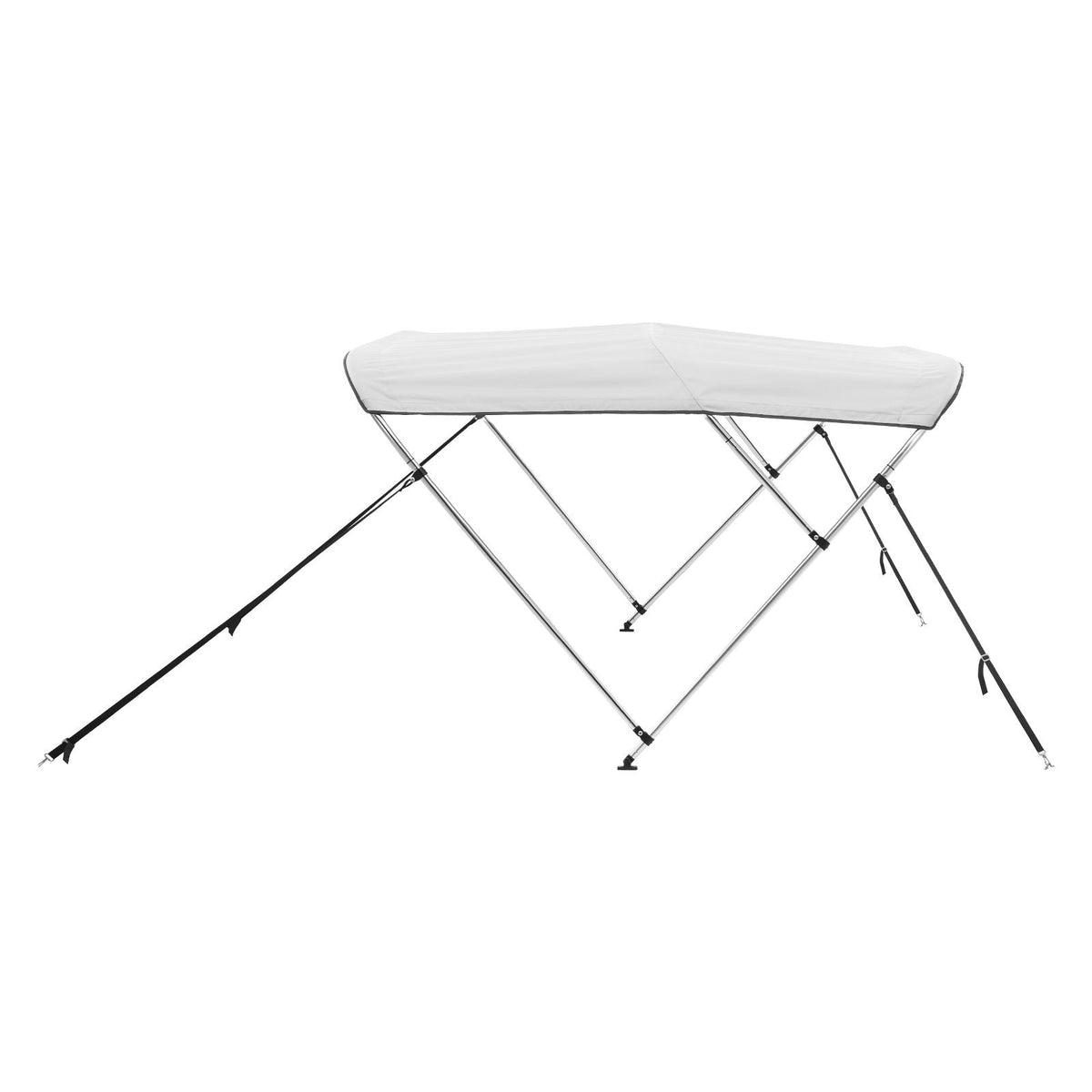 3 Bow Boat Bimini Tops, 600D Polyester Canopy with Aluminum Alloy Frame, Waterproof & Sun Shade Boat Awning Canopy with Storage Bag, 2 Support Poles, 4 Straps, 6'Lx(54"-60")Wx46"H, Light Grey