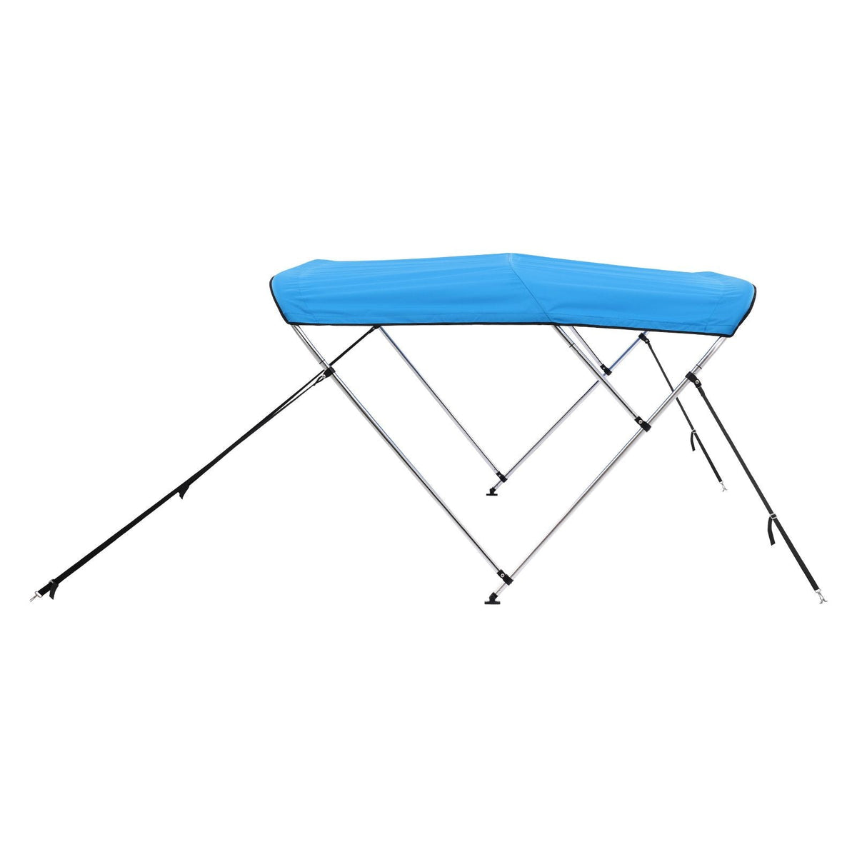 3 Bow Boat Bimini Tops, 600D Polyester Canopy with Aluminum Alloy Frame, Waterproof & Sun Shade Boat Awning Canopy with Storage Bag, 2 Support Poles, 4 Straps, 6'Lx(54"-60")Wx46"H, Pacific Blue
