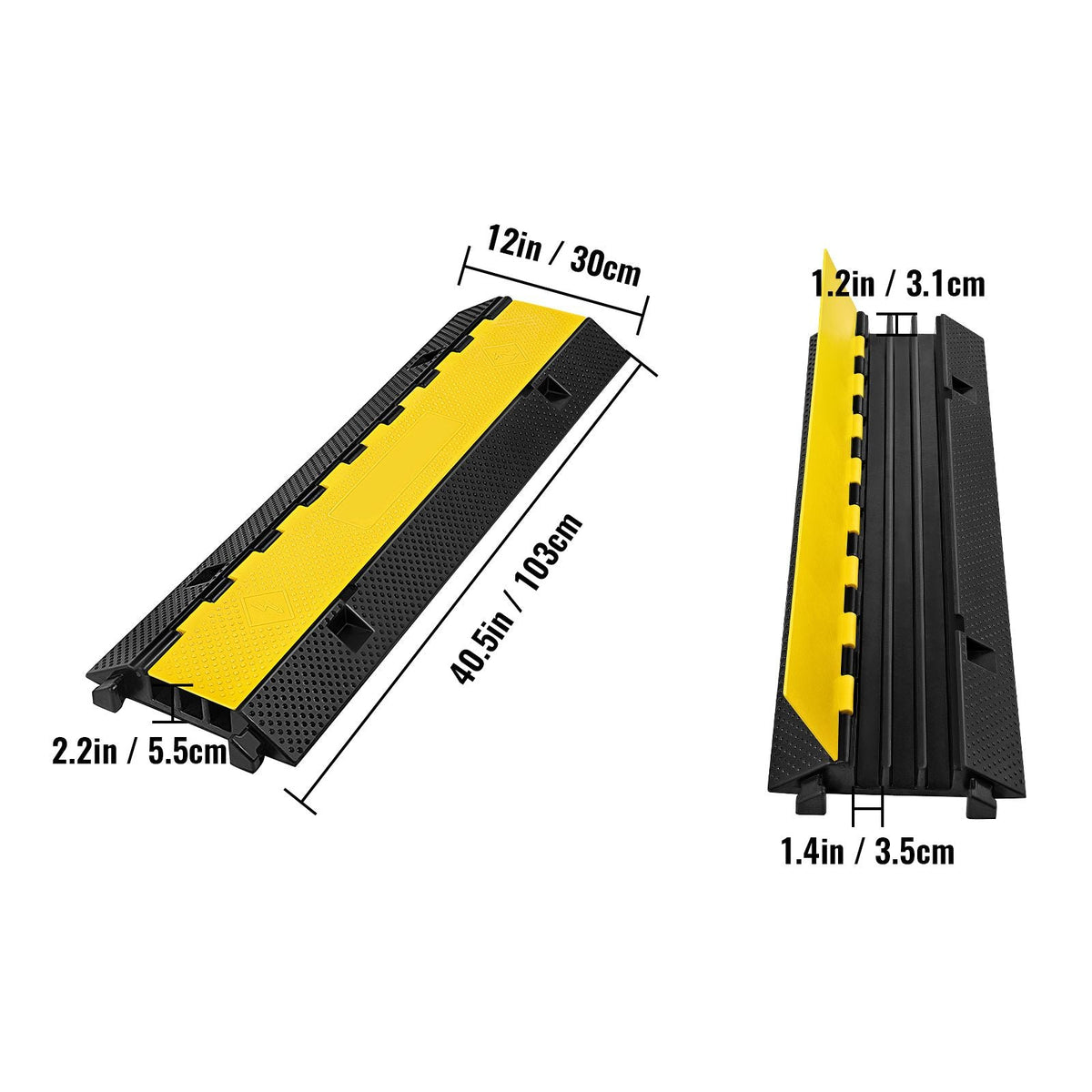 3 Channel Rubber Cable Protector Ramp 1.2 x 1.2 Inch Channel Heavy Duty Cable Wire Cord Cover Ramp Speed Bump Driveway Hose Cable Ramp Protector