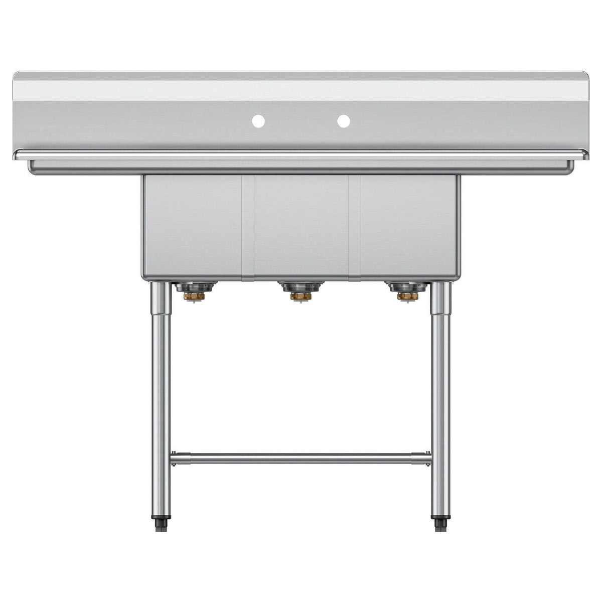 3 Compartment Sink, 18-Gauge 304 Stainless Steel, 10" x 14" x 10" Bowl Size, 3 Bay Commercial Kitchen Prep & Utility Sink with 2 Drainboards and Backsplash for Restaurant, Food Truck & Home Use
