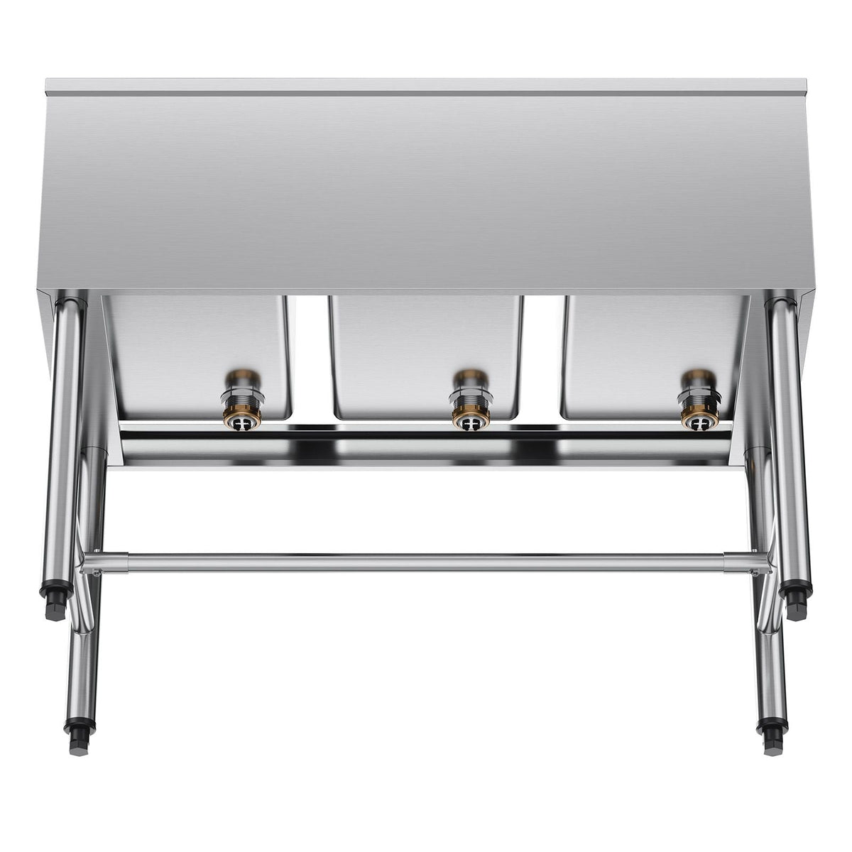3 Compartment Sink, 18-Gauge 304 Stainless Steel, 10" x 14" x 10" Bowl Size, 3 Bay Commercial Under Bar Sink with Backsplash and Efficient Drainage for Kitchen, Restaurant, Food Truck & Home Use