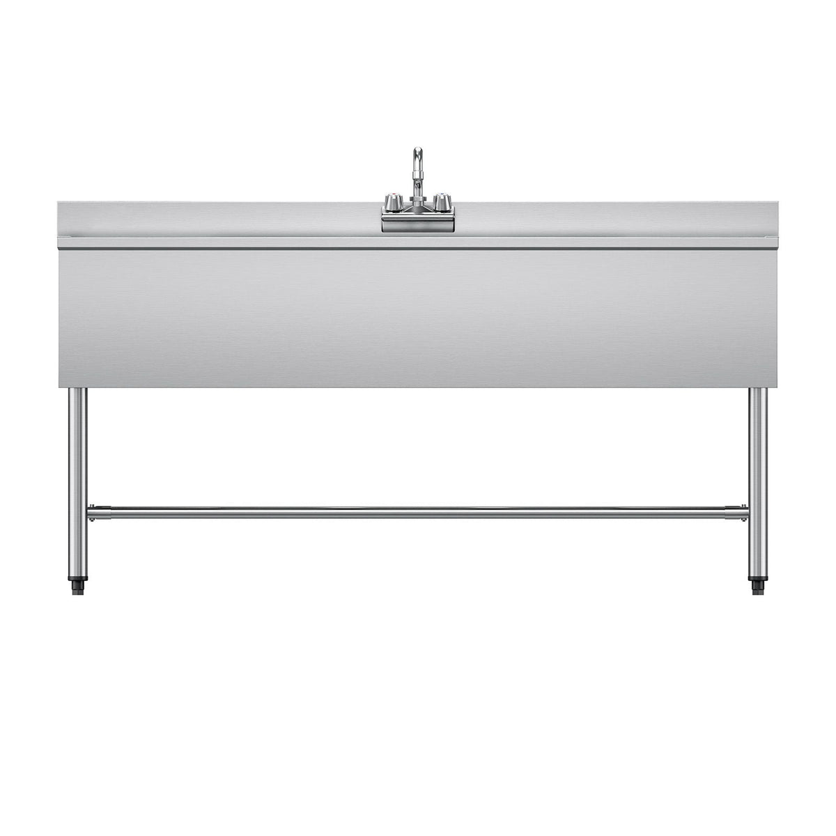 3 Compartment Sink, 18-Gauge 304 Stainless Steel, 10" x 14" x 10" Bowl Size, 3 Bay Commercial Under Bar Sink with Double Drainboard and Backsplash for Kitchen, Restaurant, Food Truck & Home Use