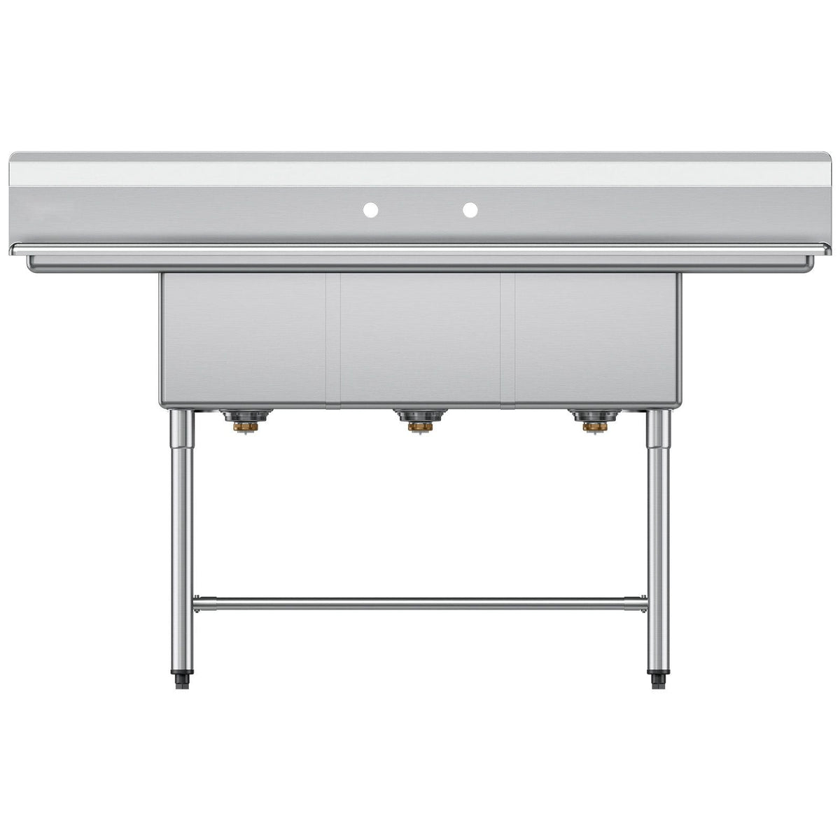 3 Compartment Sink, 18-Gauge 304 Stainless Steel, 14" x 16" x 11" Bowl Size, 3 Bay Commercial Kitchen Prep & Utility Sink with 2 Drainboards and Backsplash for Restaurant, Food Truck & Home Use