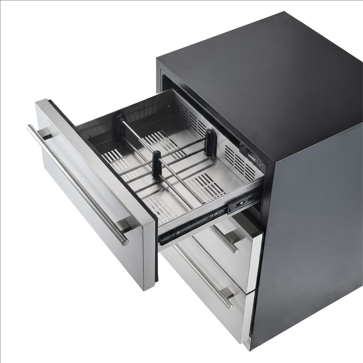 3-Drawer Refrigerator, 24 in Undercounter Beverage Cooler, Large Capacity Drink Fridge, 3 Separate Storage Zones, 304 Stainless Steel Drawers, Fast Cooling, for Kitchen, Game Room & Home Bar