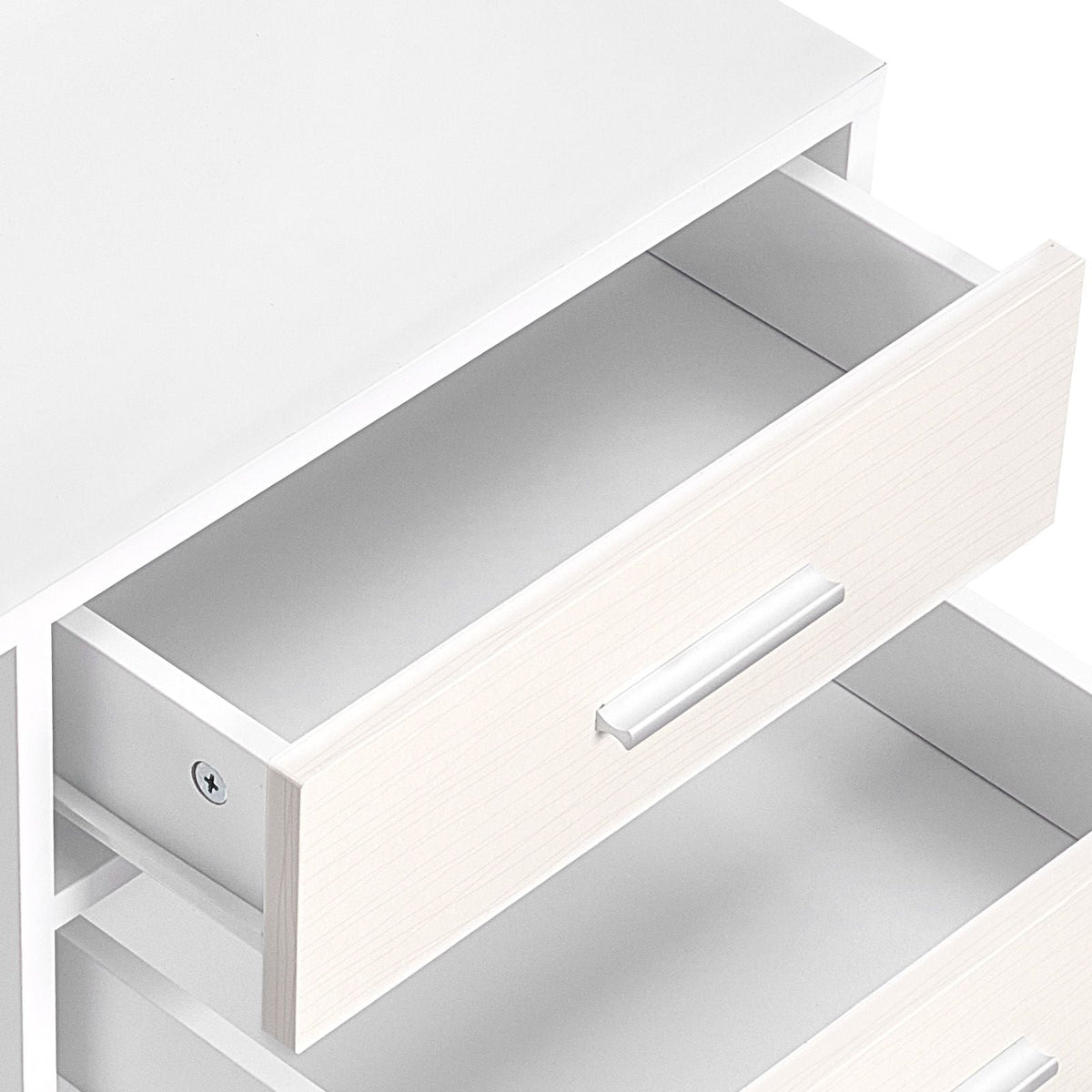 3 Drawer Wooden File Cabinet, Mobile Filing Cabinet with Light Strip, Lockable Rolling File Storage with Adjustable Shelves & 5 Wheels, Free Standing Printer Stand for Home Office School, White