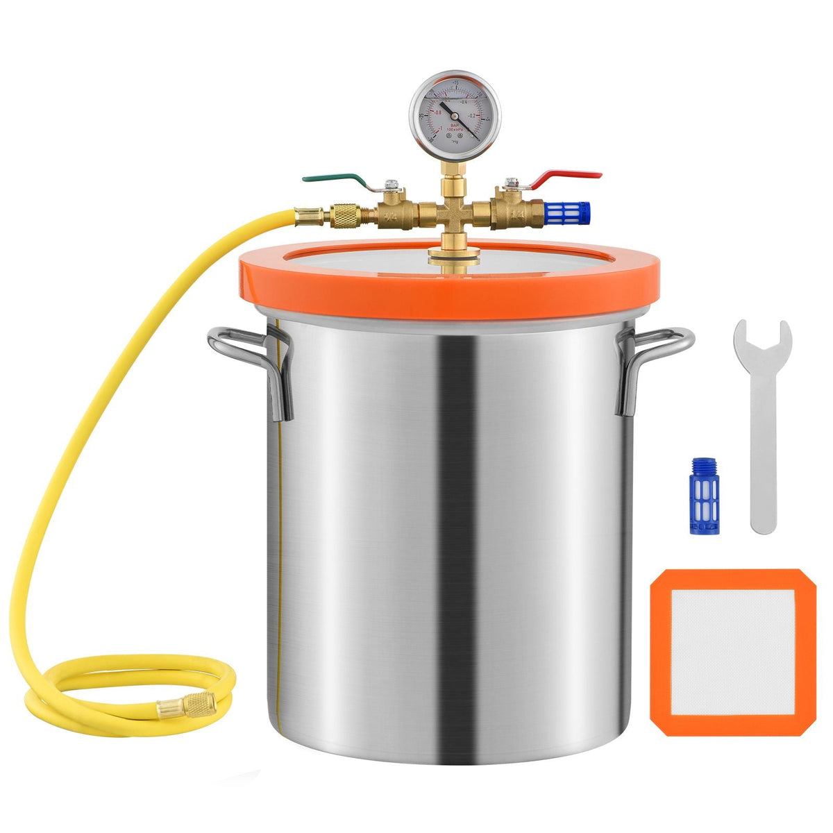 3 Gallon Vacuum Chamber, Upgraded Tempered Glass Lid Vacuum Degassing Chamber, 304 Stainless Steel Chamber, for Stabilizing Wood, Resin Degassing, Silicone Degassing and Plaster Degassing