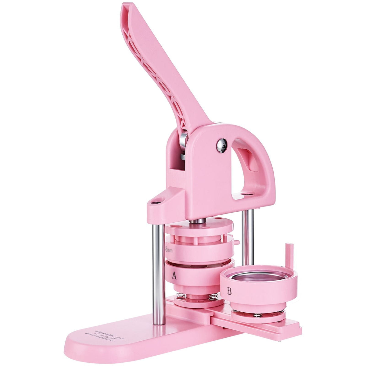 3-IN-1 Button Maker, 1/1.25/2.28 inch(25/32/58mm) Pin Maker, 300pcs Button Parts,Button Maker Machine with Panda Magic Book, Ergonomic Arc Handle Punch Press Kit, For Children DIY Gifts, Pink